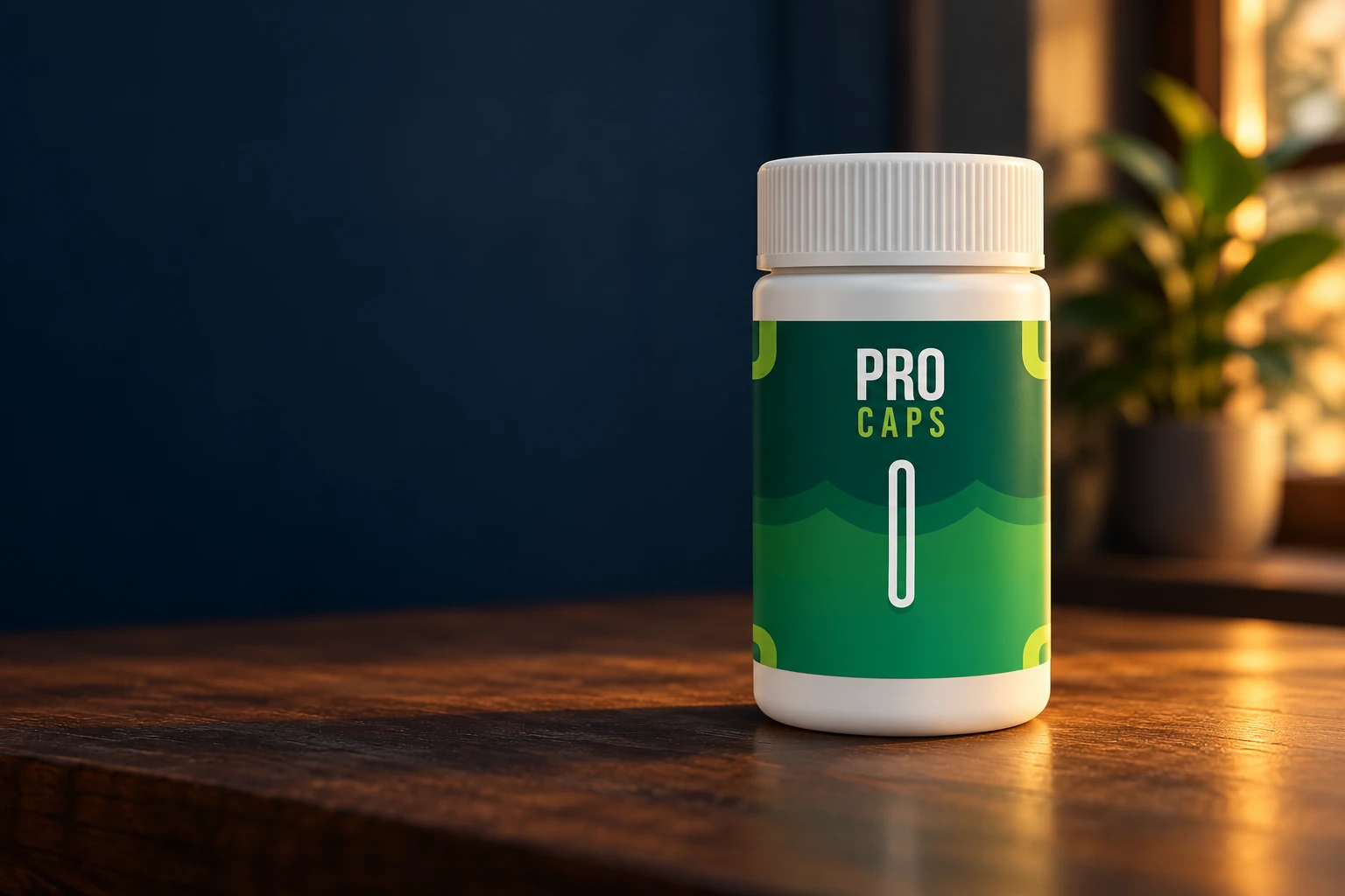 Pro Caps — originalna bočica na drvenoj polici